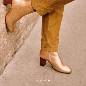 Sezane Lea Gold Low ankle boots - new in box Sz 38, 7.5